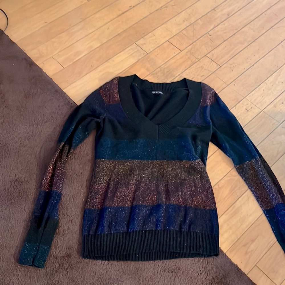Express sequin tight fight stripe sexy sweater top